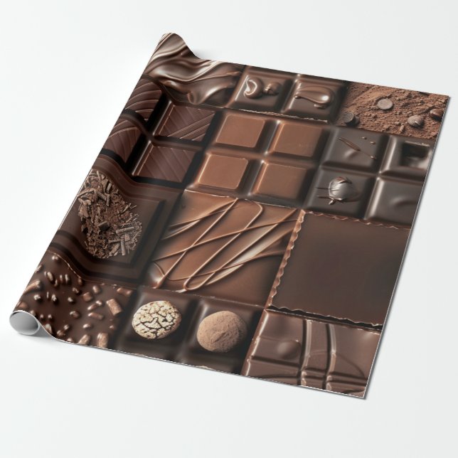 "Dark Chocolate Cocoa Bliss" Gift Wrapping Paper (Unrolled)