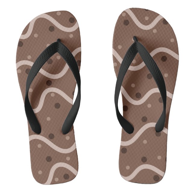 Dark Chocolate Drizzle and Sprinkles Pattern Flip Flops (Footbed)