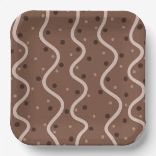 Dark Chocolate Drizzle and Sprinkles Pattern Paper Plate