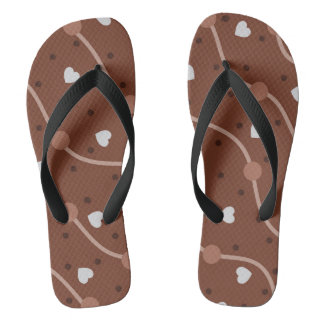 Dark Chocolate Heart Speckled Pattern Flip Flops