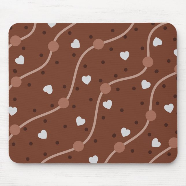 Dark Chocolate Heart Speckled Pattern Mouse Pad (Front)