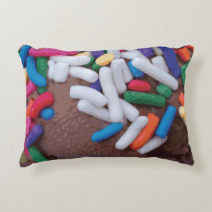 Dark Chocolate Ice Cream with Rainbow Sprinkles Accent Pillow