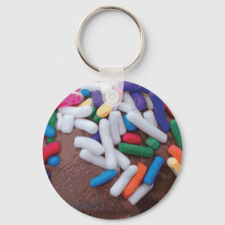 Dark Chocolate Ice Cream with Rainbow Sprinkles Keychain