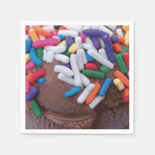 Dark Chocolate Ice Cream with Rainbow Sprinkles Napkin