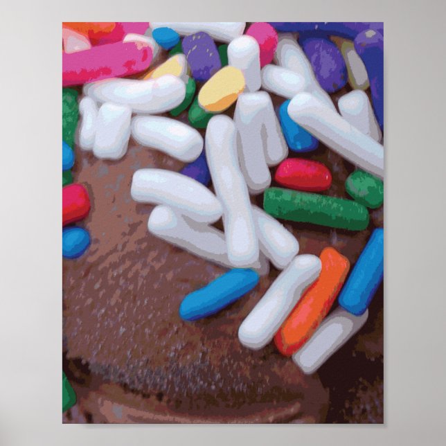 Dark Chocolate Ice Cream with Rainbow Sprinkles Poster (Front)