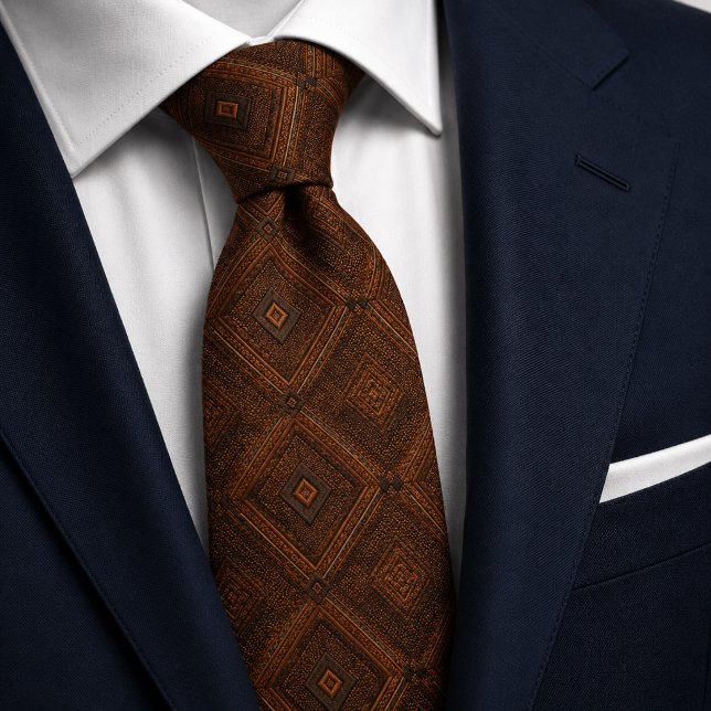 Dark Chocolate Terracotta Diamond Geometric Tie (Creator Uploaded)
