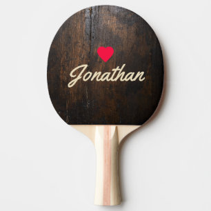 Dark Chopping Block Vintage Heart Signature Ping Pong Paddle