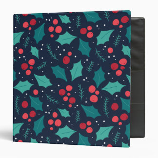 Dark Christmas Mistletoe and Leaf Pattern Binder