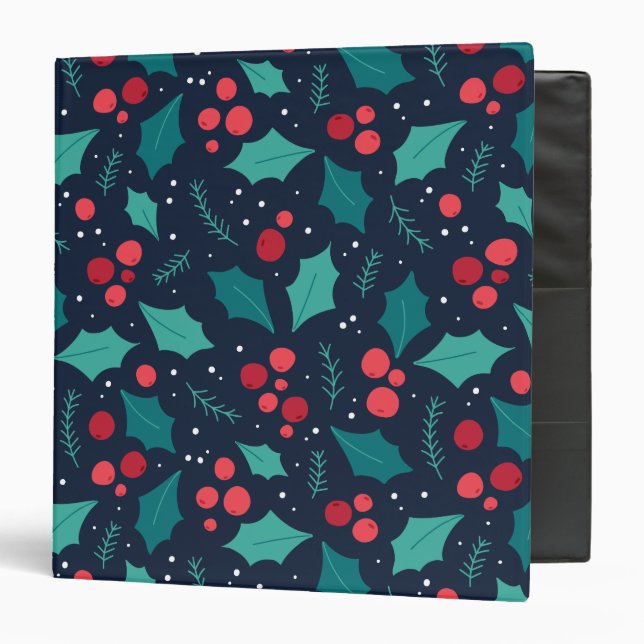 Dark Christmas Mistletoe and Leaf Pattern Binder (Front/Inside)