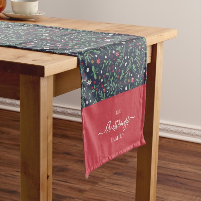 Dark Christmas Pattern Family Name Runner (In Situ)