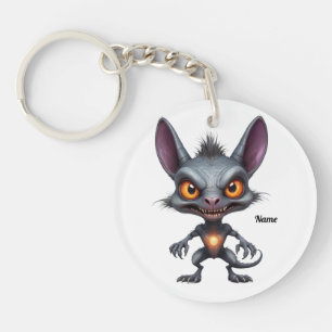 Dark Chupacabra Art Halloween Fantasy Creature Keychain