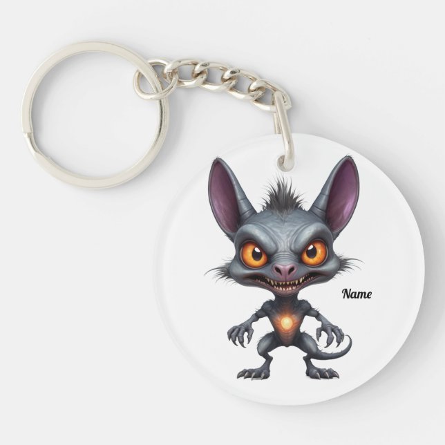 Dark Chupacabra Art Halloween Fantasy Creature  Keychain (Front)