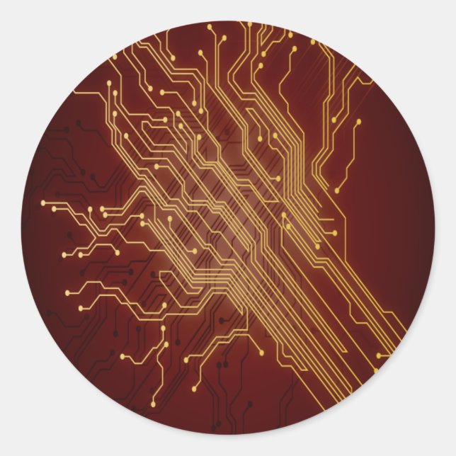 Dark Circuit Board Classic Round Sticker (Front)
