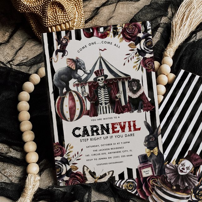 Dark Circus CARN-EVIL Halloween Party Invitation (Creator Uploaded)