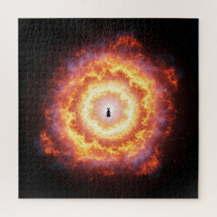 Dark Clever Devil Man inside Cosmic Explosion Jigsaw Puzzle