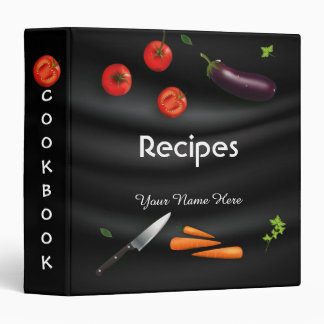Dark cloth Kitchen utensils recipe binder book