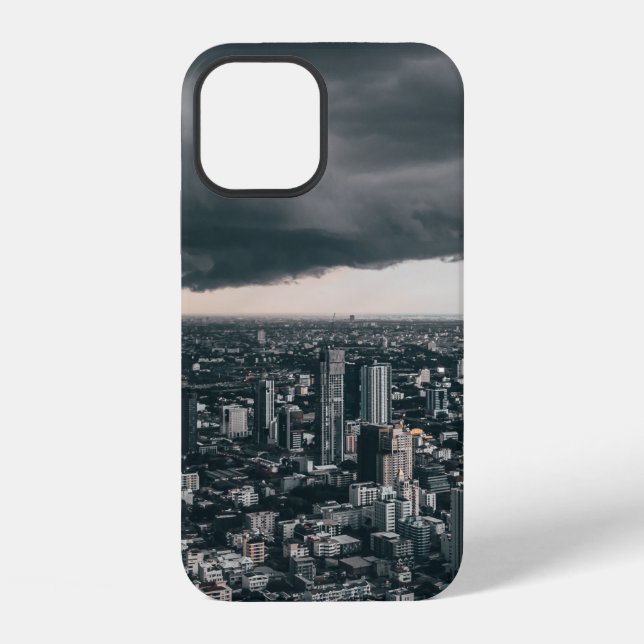 DARK CLOUD ABOVE CITY BUILDINGS iPhone CASE (Back)