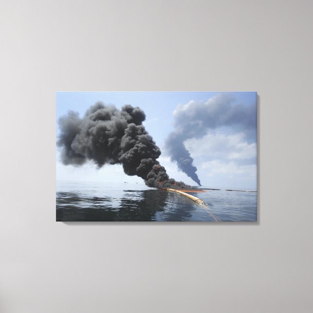 Dark clouds of smoke and fire emerge canvas print (Front)