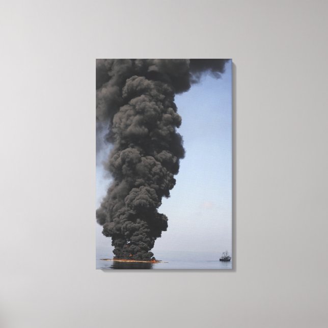 Dark clouds of smoke and fire emerge canvas print (Front)