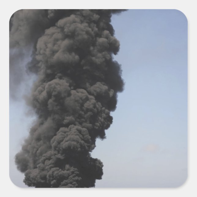 Dark clouds of smoke and fire emerge square sticker (Front)