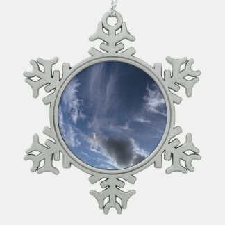 Dark clouds snowflake pewter christmas ornament