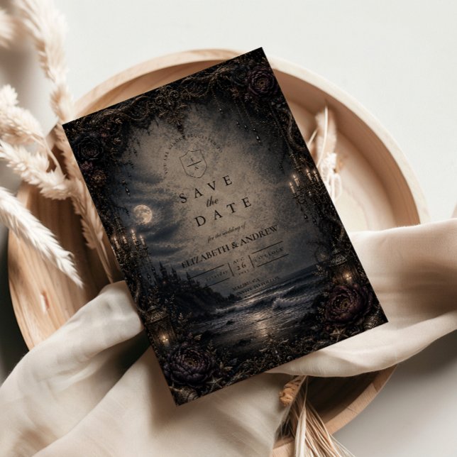 Dark Coastal Romance Wedding Save The Date (Creator Uploaded)