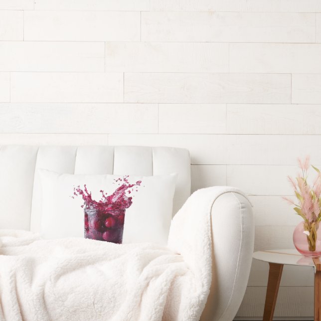 Dark Cocktail with Red Cherries and Explosive Spla Lumbar Pillow (Couch)