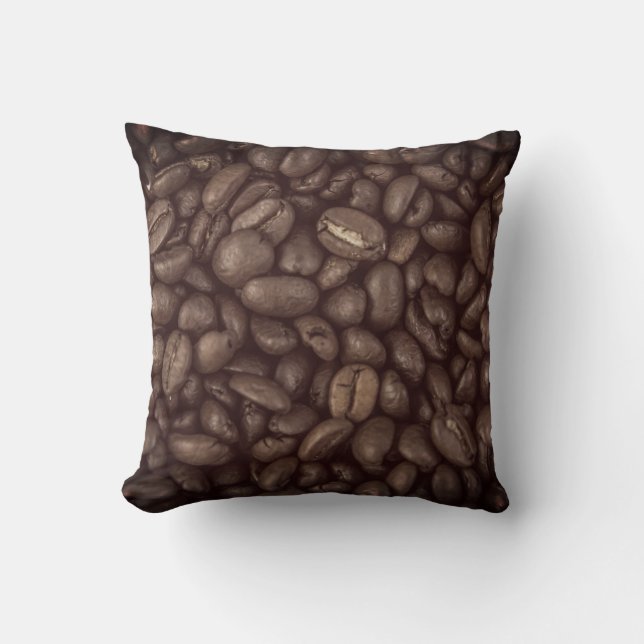 Dark Coffee Beans Throw Pillow (Front)