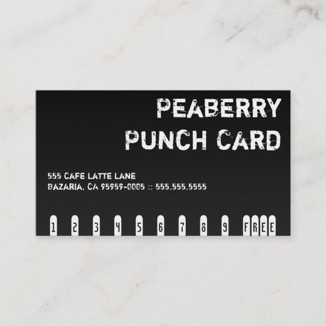 Dark Coffee Drink Punchcard Loyalty Card (Front)