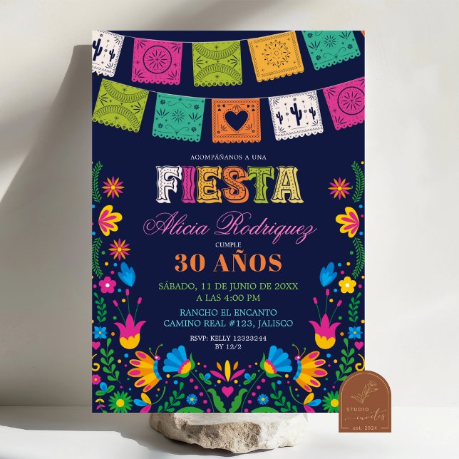 Dark Colorful Talavera Mexican Fiesta Birthday Invitation (Creator Uploaded)