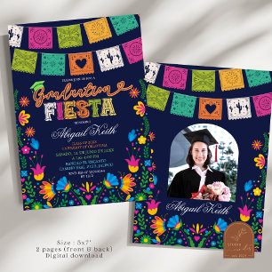 Dark Colorful Talavera Mexican Graduation Fiesta I Invitation