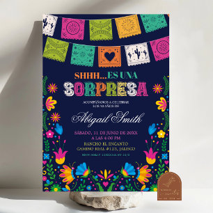 Dark Colorful Talavera Mexican SORPRESA Birthday Invitation