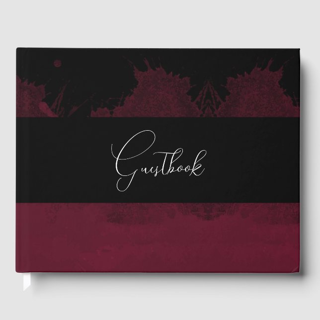 Dark Colorized Gothic Background Wedding Guest Book (Front)