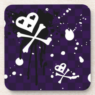 Dark Colour Emo Pattern With Paint Coaster