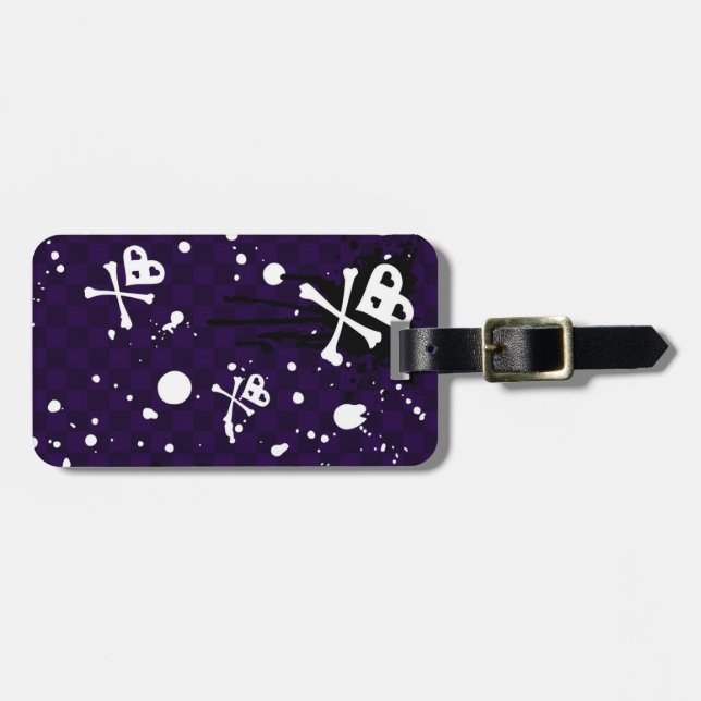 Dark Colour Emo Pattern With Paint Luggage Tag (Front Horizontal)