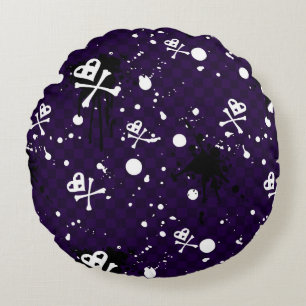 Dark Colour Emo Pattern With Paint Round Pillow