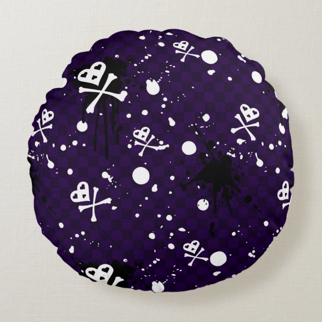 Dark Colour Emo Pattern With Paint Round Pillow (Front)