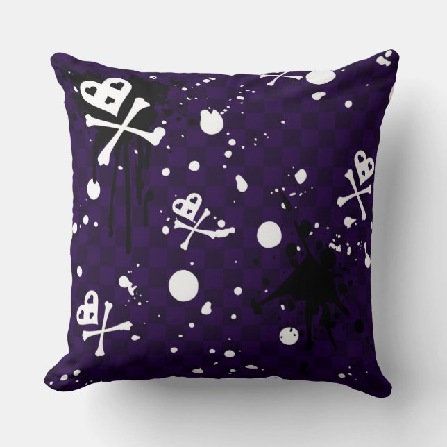 Dark Colour Emo Pattern With Paint Throw Pillow (Front)
