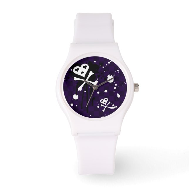 Dark Colour Emo Pattern With Paint Watch (Front)