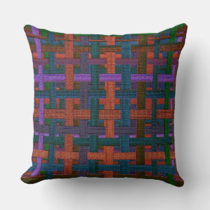 Dark coloured plaid in cloth or canvas look throw pillow