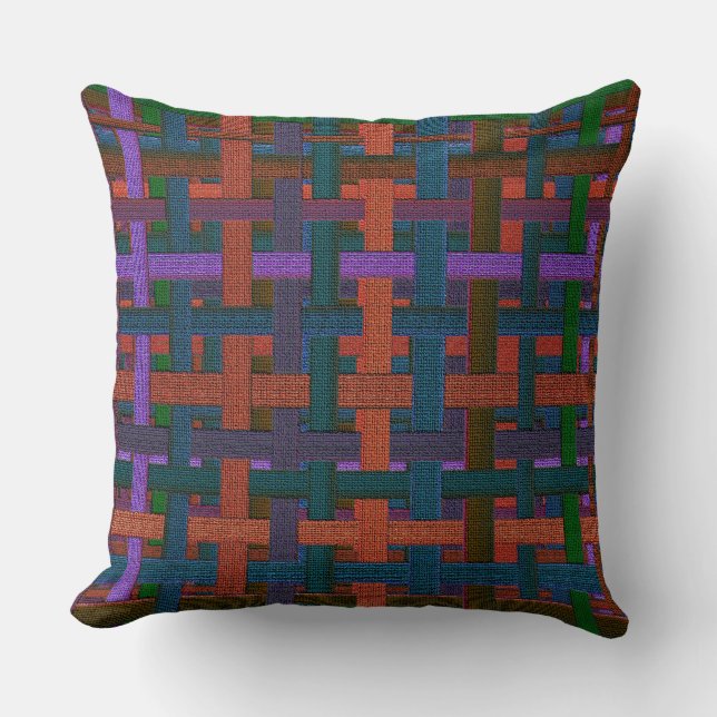 Dark coloured plaid in cloth or canvas look        throw pillow (Front)