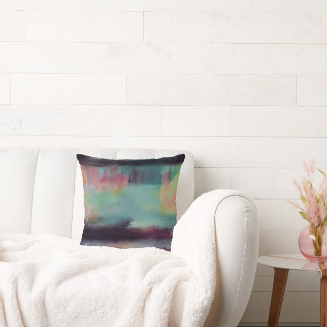 Dark colourful abstract blend throw pillow (Couch)