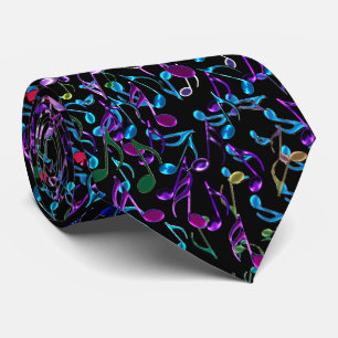 Dark Colourful Musical Notes Rock Music Tie