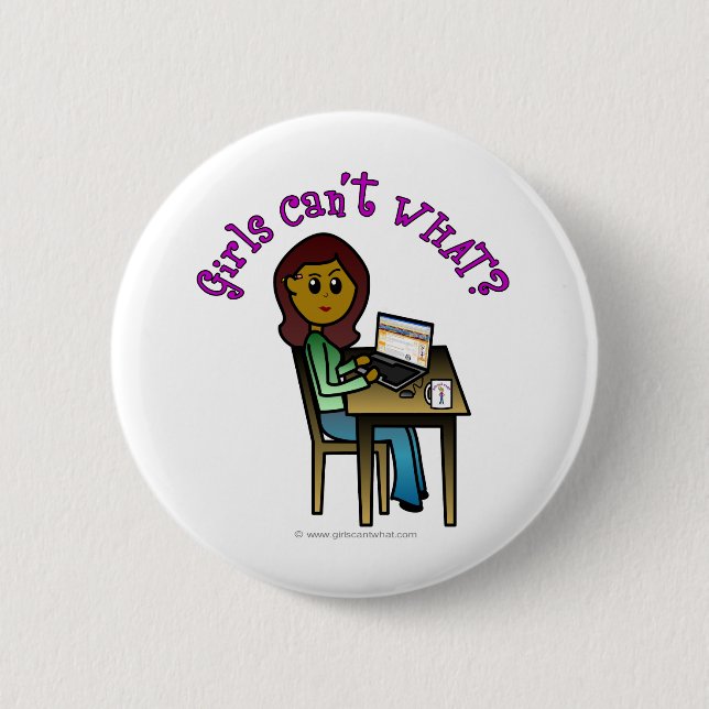 Dark Computer Girl 2 Inch Round Button (Front)