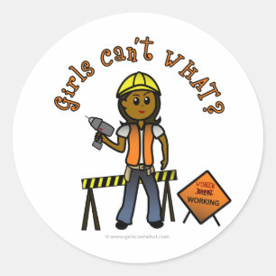 Dark Construction Girl Classic Round Sticker