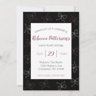 Dark Coquette Aesthetic Black Bow Feminine Party Invitation