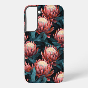Dark Coral Bold Protea Floral Tough Samsung Galaxy Case
