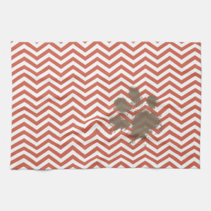 Dark Coral Chevron Kitchen Towel
