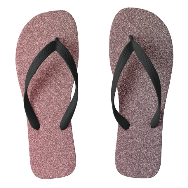Dark Coral Gradient Glitters, Pair of Flip Flops (Footbed)