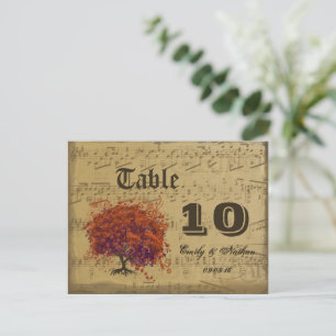 Dark Coral Heart Leaf Tree Table Number Postcard